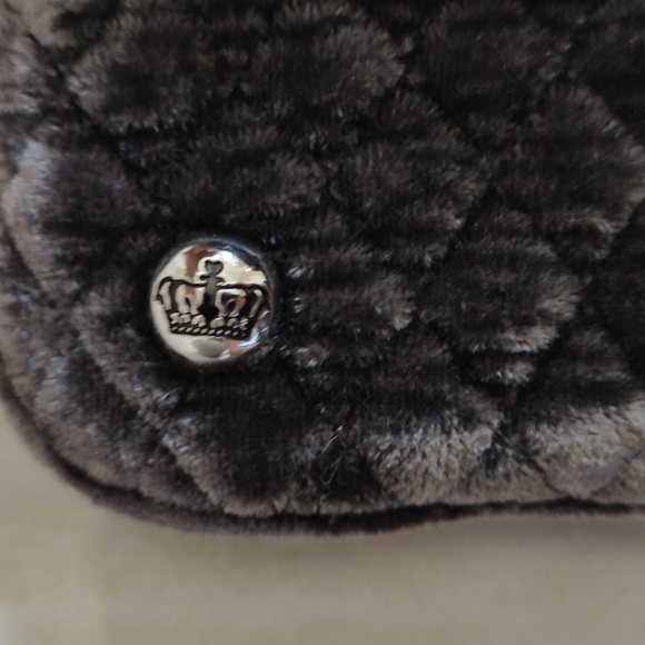 Juicy Couture Brown Gray Velour Bow Clutch - Picture 4 of 7